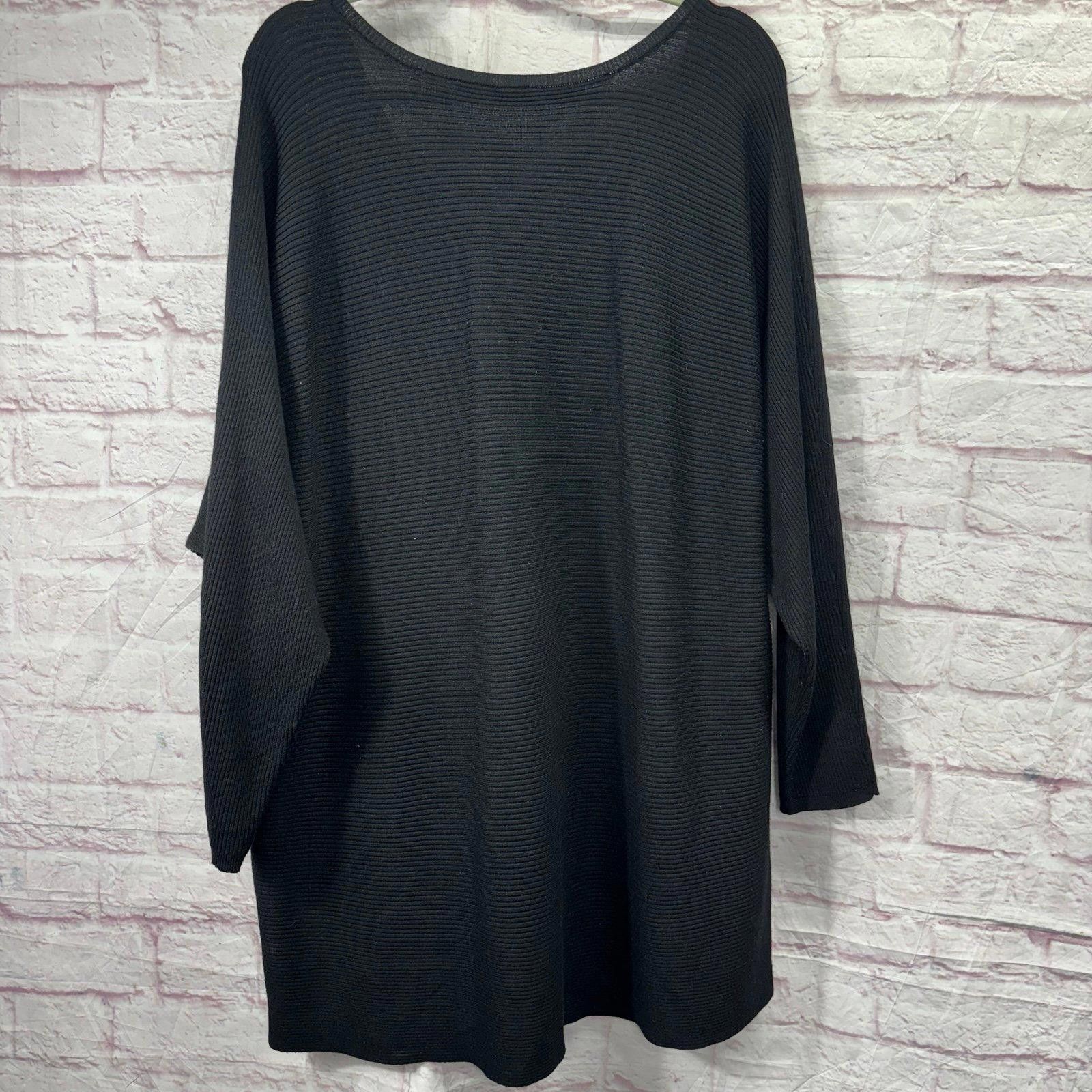 Other Black Ribbed Knit Oversized Sweater Size 2X Size XXL / US 16-18 / IT 52-54 - 6 Thumbnail