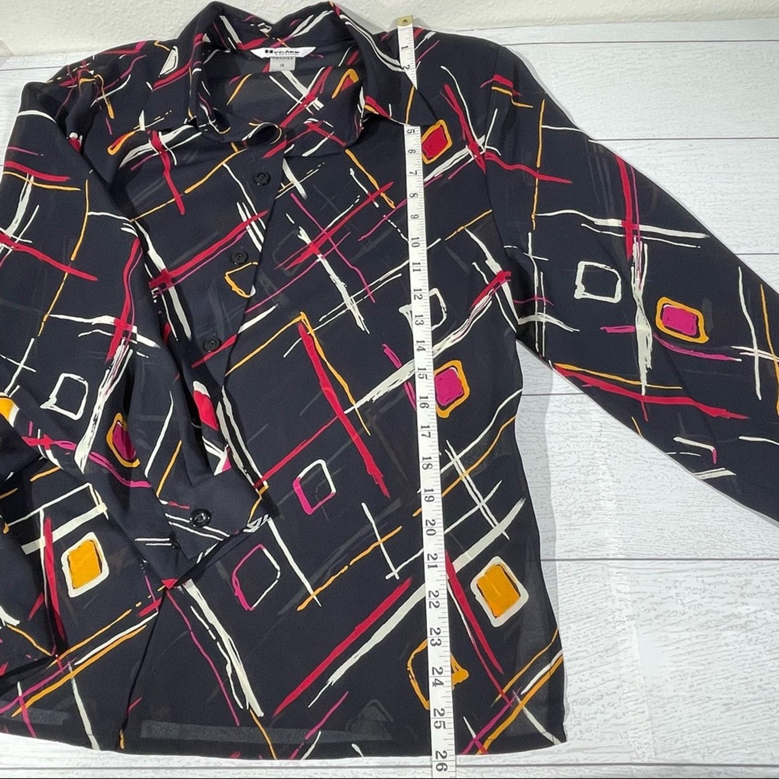 Other NYGARD COLLECTIONS PETITES Black Abstract Print Sz 14 Shirt Size XL / US 12-14 / IT 48-50 - 2 Thumbnail