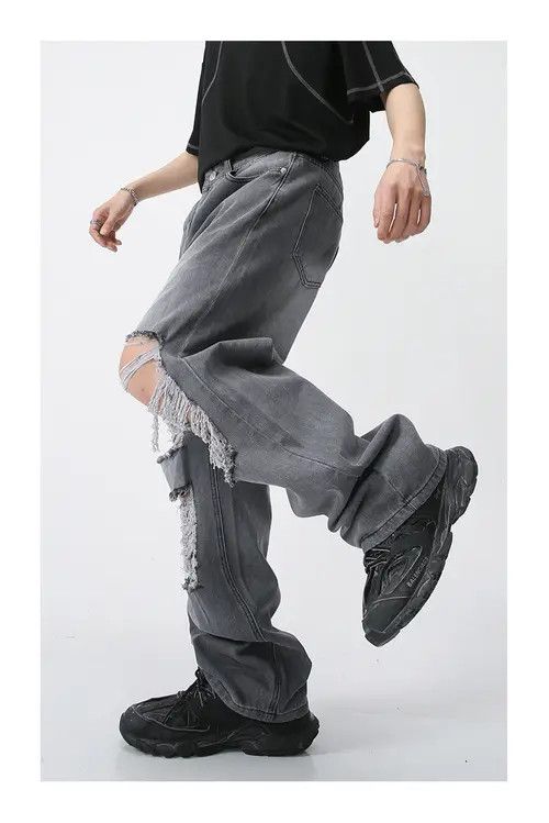 Japanese Brand Street ripped loose straight jeans Size US 32 / EU 48 - 4 Thumbnail