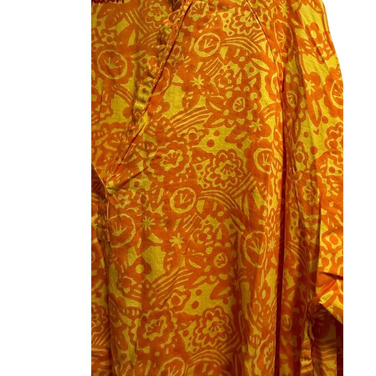 Other Kate Austin 100% Cotton Orange Yellow Oversized Caftan Dress Size M / US 6-8 / IT 42-44 - 4 Thumbnail