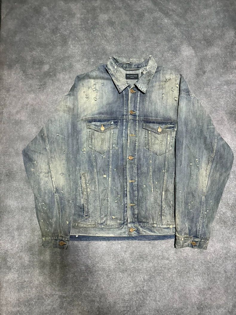 Balenciaga Balenciaga Erosion rhinestones destroy mud-dyed denim jack Size US S / EU 44-46 / 1 - 1 Thumbnail