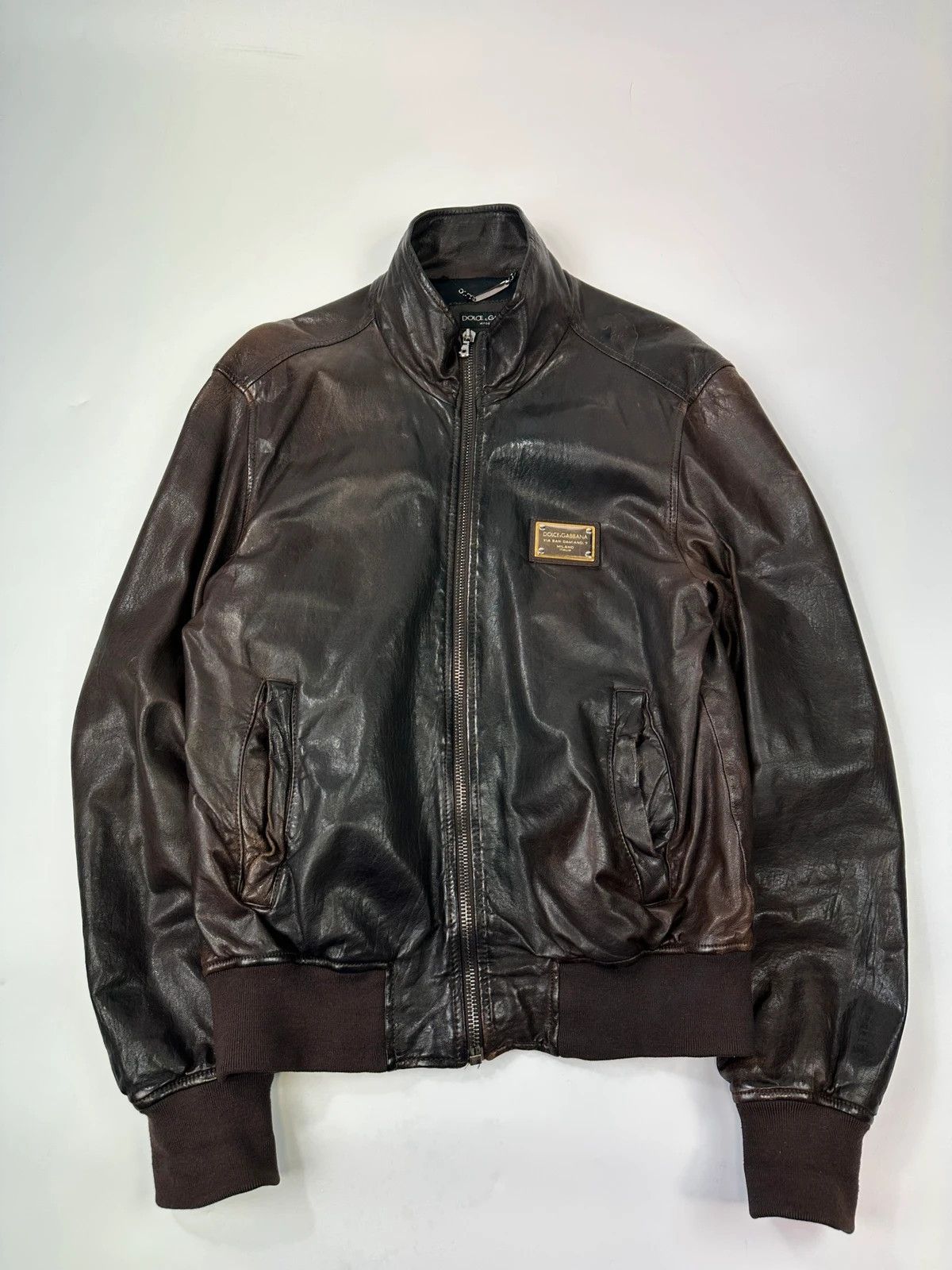 Dolce & Gabbana Dolce & Gabbana 00’s Patinated Brown Leather Jacket Size US L / EU 52-54 / 3 - 1 Thumbnail