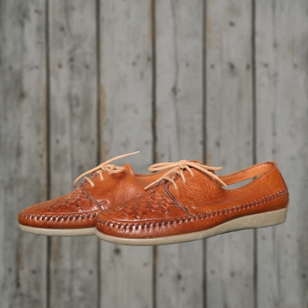 Vintage VINTAGE Dexter Classics Woven Brown Leather Lace Up Huaraches Women's 6.5 M Oxford Shoe Mens Womens Girls Boys Size US 7 / IT 37 - 1 Thumbnail