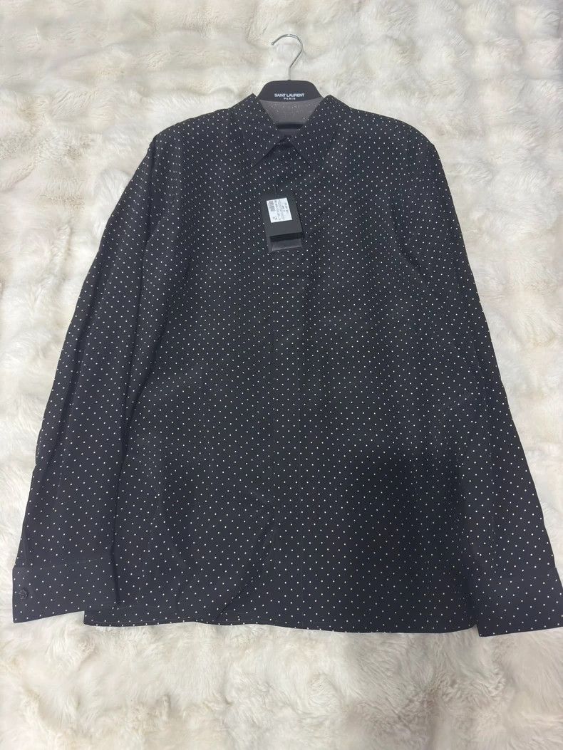 Saint Laurent Men's Polka Dot Silk Shirt - dmc
