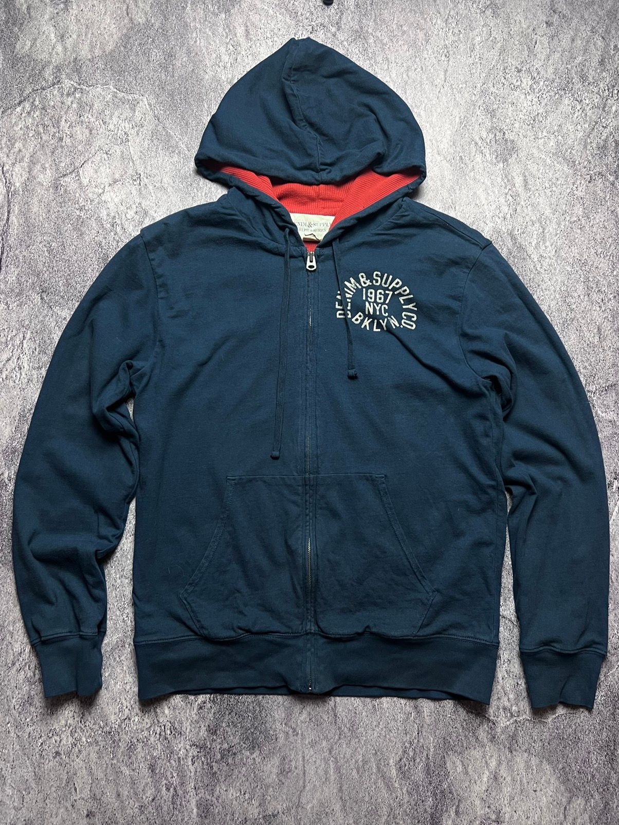 Pre-owned Denim And Supply Ralph Lauren X Polo Ralph Lauren Vintage Y2k Polo By Ralph Laurent Japan Style Zip Hoodie In Blue
