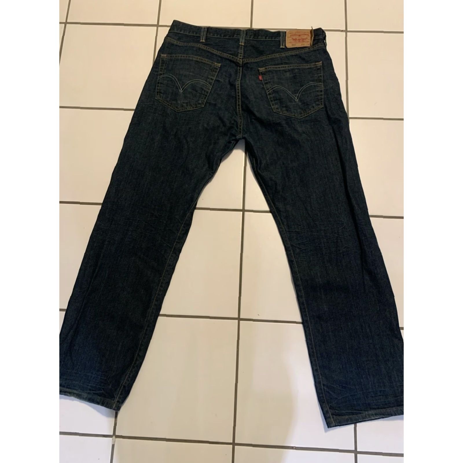 Levi's LEVI'S 501 Men's 40x32 Mid Rise Straight Leg Blue Black Denim Jeans Size US 40 / EU 56 - 2 Thumbnail