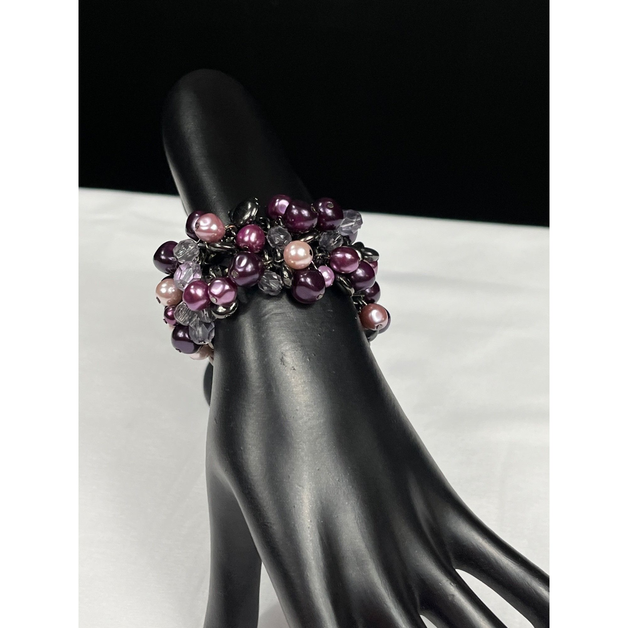 Designer Clustered SKU 039 purple pink Faux Pearl and Glass Beaded St Size ONE SIZE - 1 Thumbnail