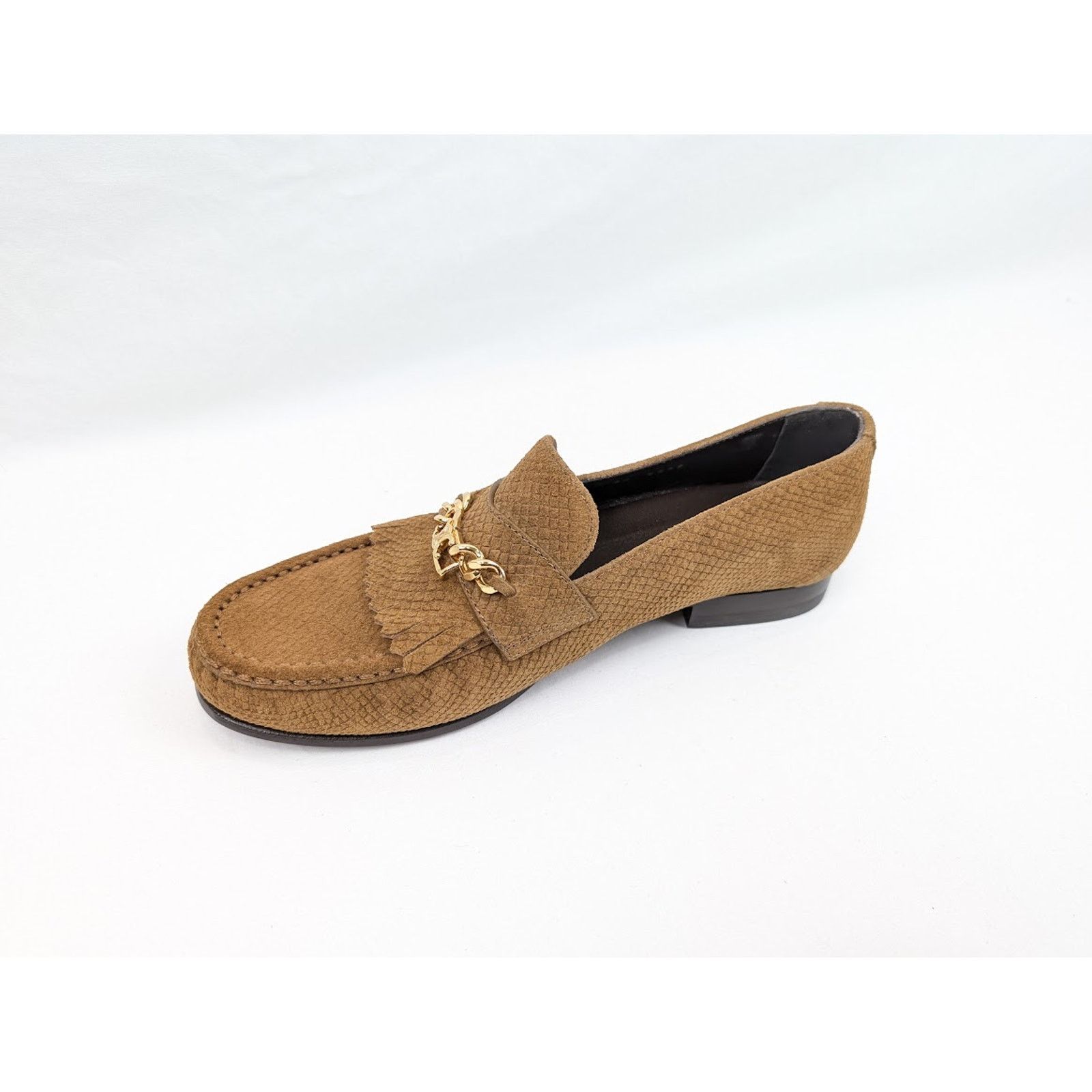 Celine o1rshd1 Lizard Stamped Suede Calfskin Loafers in Tan Size US 11 / EU 44 - 12 Thumbnail