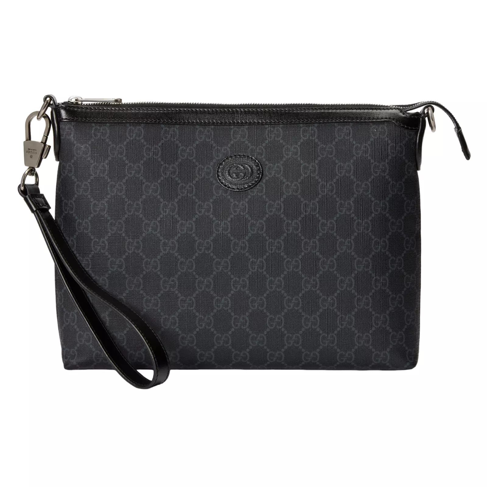 GUCCI Retro Medium Black GG Canvas Messenger Bag Authentic