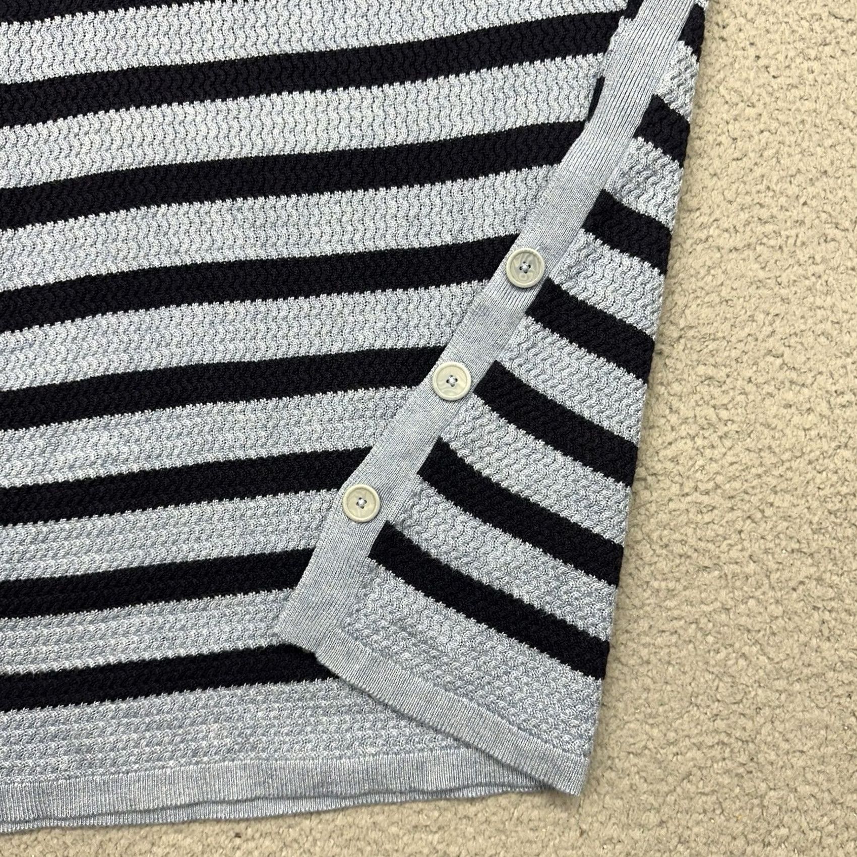 Talbots Talbots Womens Medium L/S Side Button Striped Sweater Navy & Light Blue Size M / US 6-8 / IT 42-44 - 4 Thumbnail