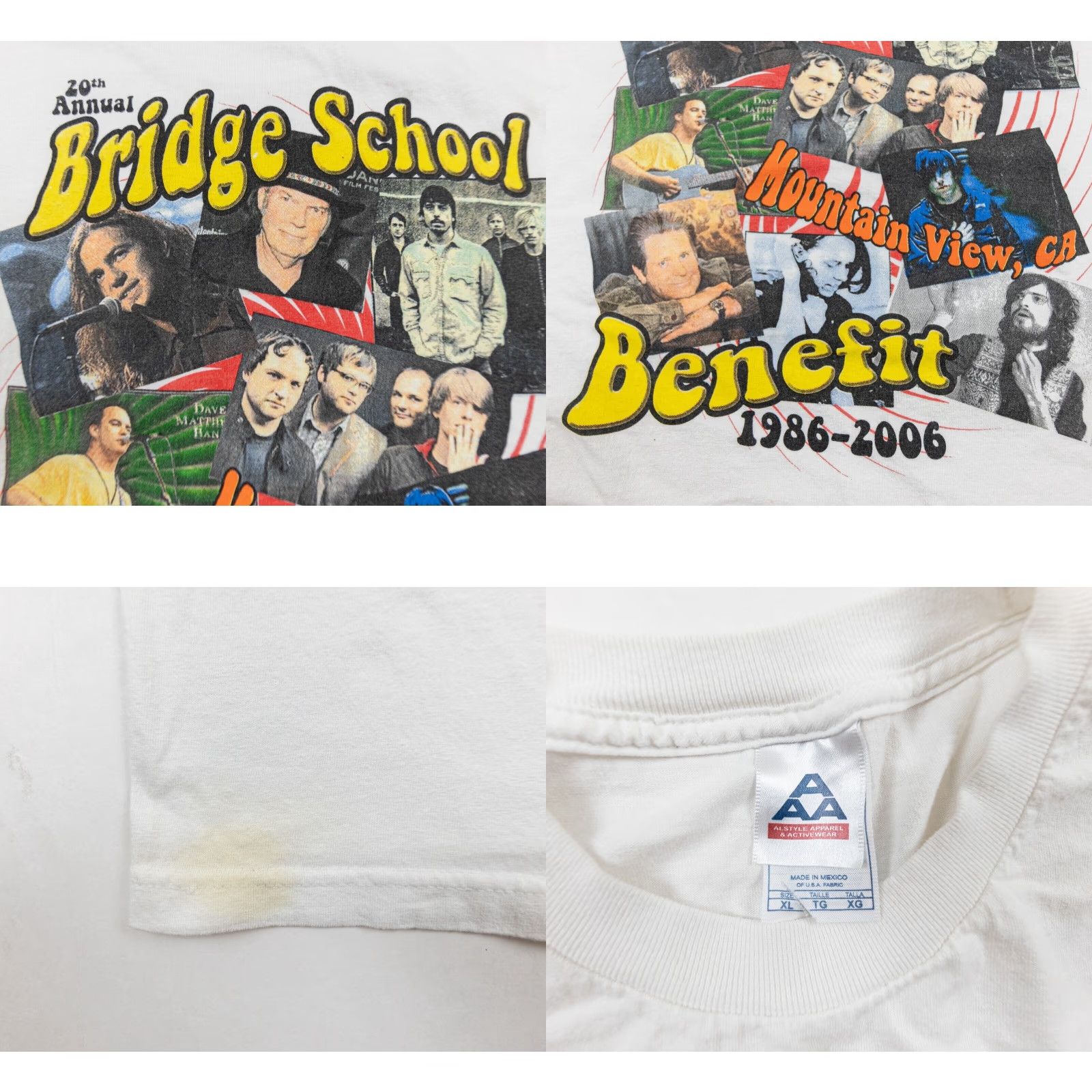 Vintage VINTAGE Band T-Shirt Mens XL White 2006 Bridge School Benefit Neil Young Concert Music Logo Size US XL / EU 56 / 4 - 8 Thumbnail