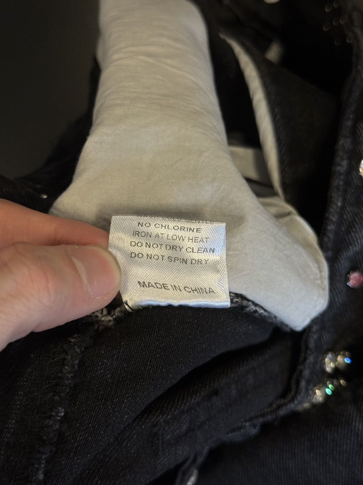 Vale Valley Stone Crystal Rhinestone Baggy Black Jeans Size 30 Size US 30 / EU 46 - 14 Thumbnail