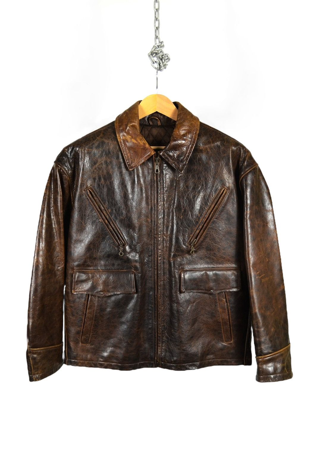 Avirex 90s Vintage Redskins B32 Leather Military Bomber Jacket Size US XL / EU 56 / 4 - 7 Thumbnail