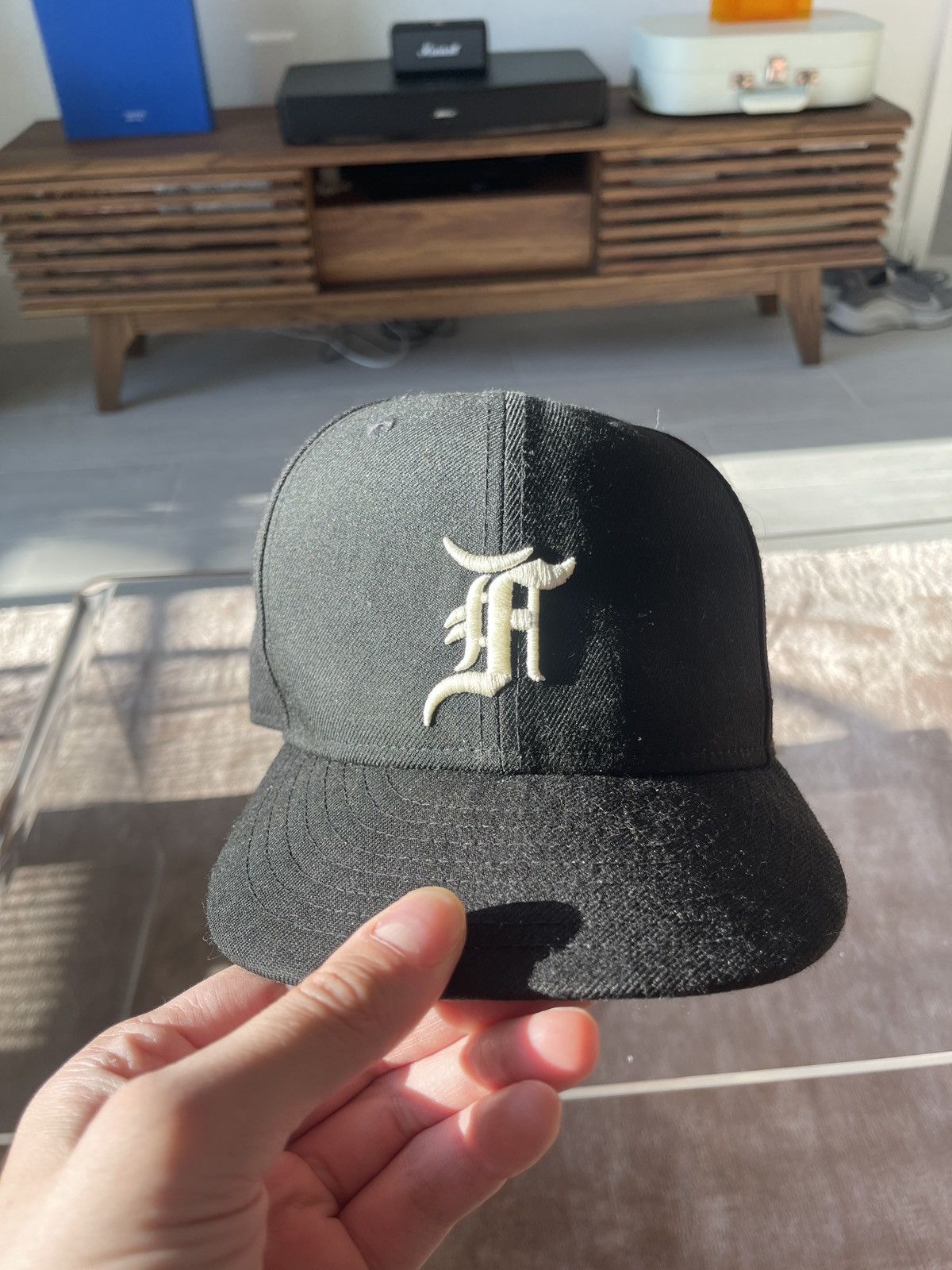 Essentials × Fear of God × New Era Black baseball fitted logo cap | Grailed