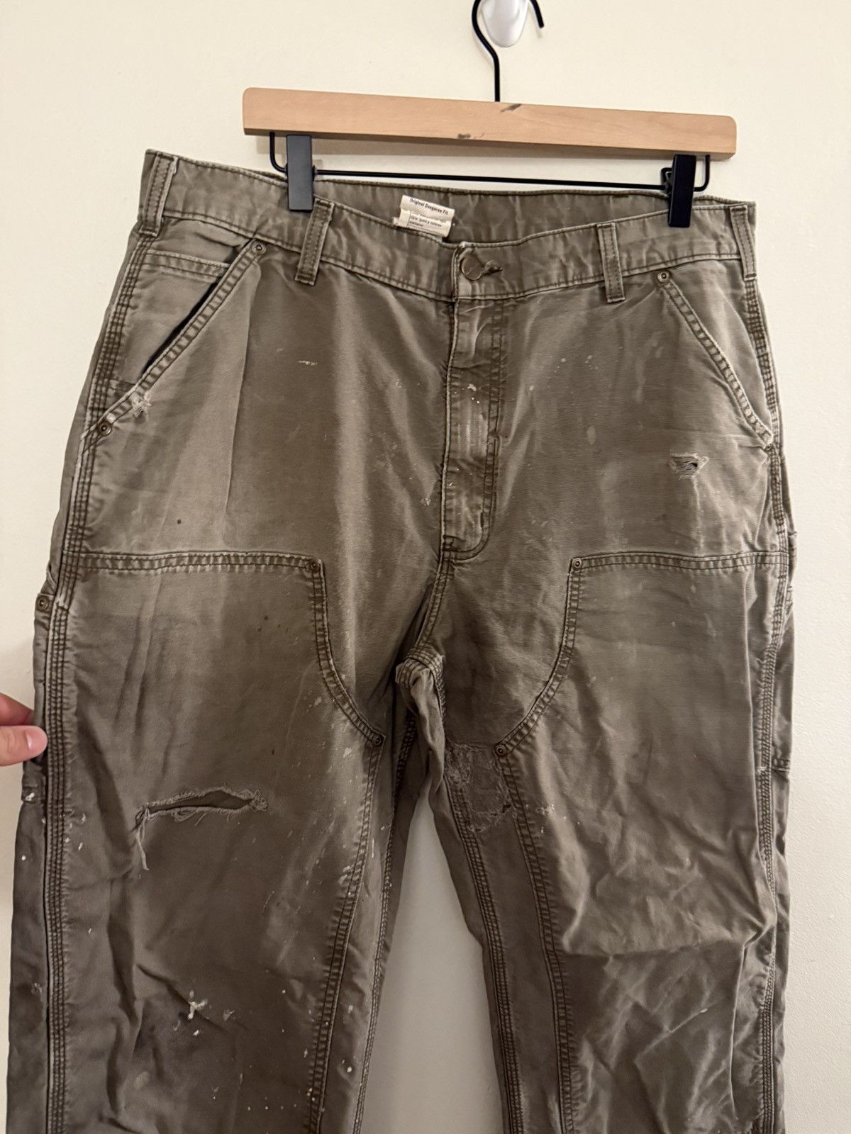 Carhartt Vintage Thrashed Faded Carhartt Double Knee Olive 4gseller Size US 32 / EU 48 - 3 Thumbnail