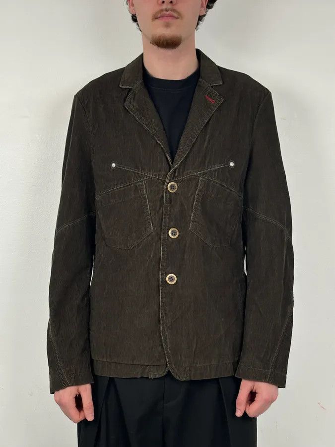 Marithe + Francois Girbaud FW2000 Marithé + François Girbaud Dark Green Corduroy Blazer Jacket Size 44R - 2 Thumbnail