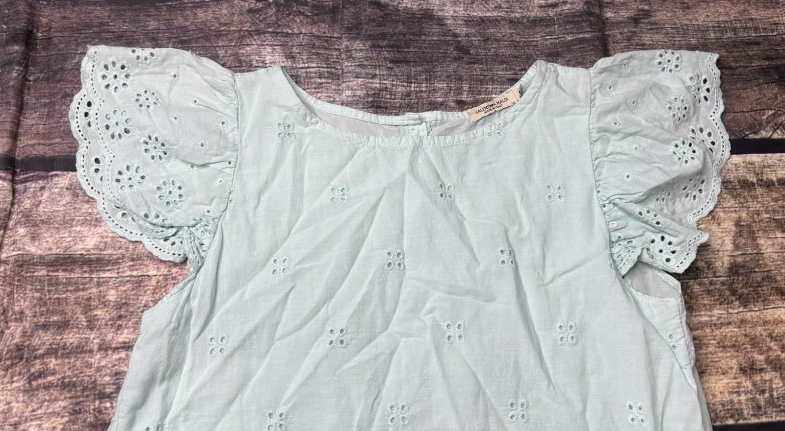 Other Valentina Naldi Top Womens Small Eyelet Flutter Sleeve Italy Size S / US 4 / IT 40 - 4 Thumbnail