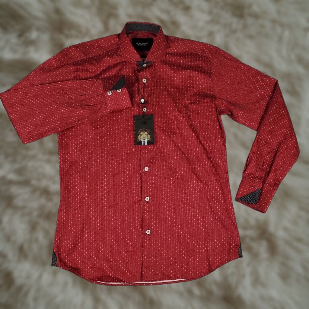 Maceoo Maceoo Shirt Mens Size Medium Red Striped Casual Button Up Long Sleeve - Button-Up, Cropped? Size US M / EU 48-50 / 2 - 1 Thumbnail