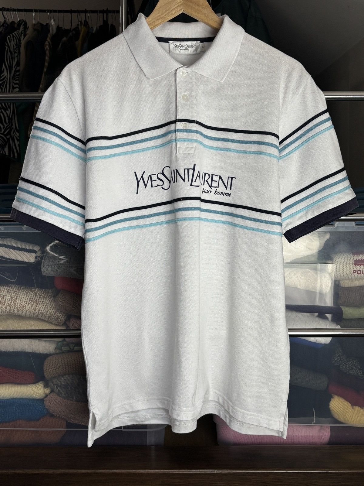 Yves Saint Laurent Yves Saint Laurent Vintage Big Logo YSL Polo Shirt Size US L / EU 52-54 / 3 - 1 Thumbnail