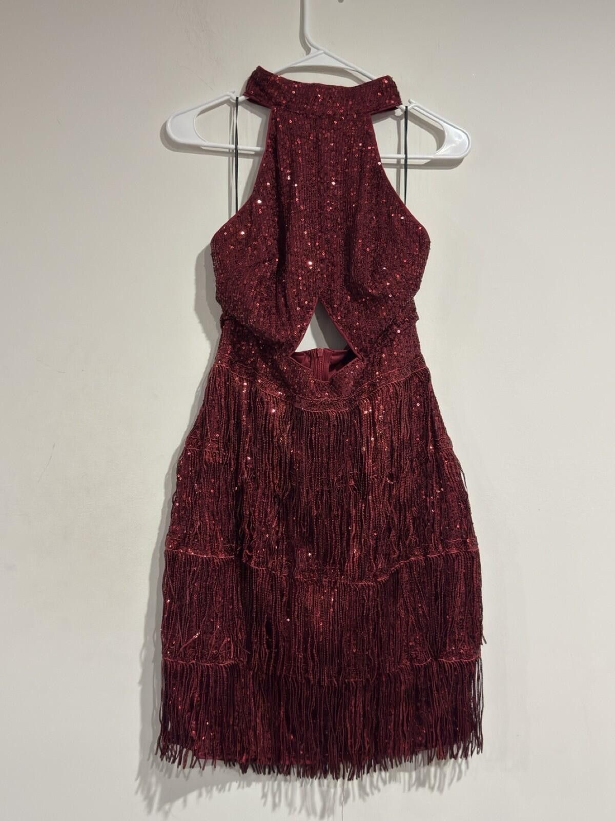 The Unbranded Brand Sexy halter Sleevele Bead Fringe Sequin Exposed Navel Dress Size XL / US 12-14 / IT 48-50 - 7 Thumbnail