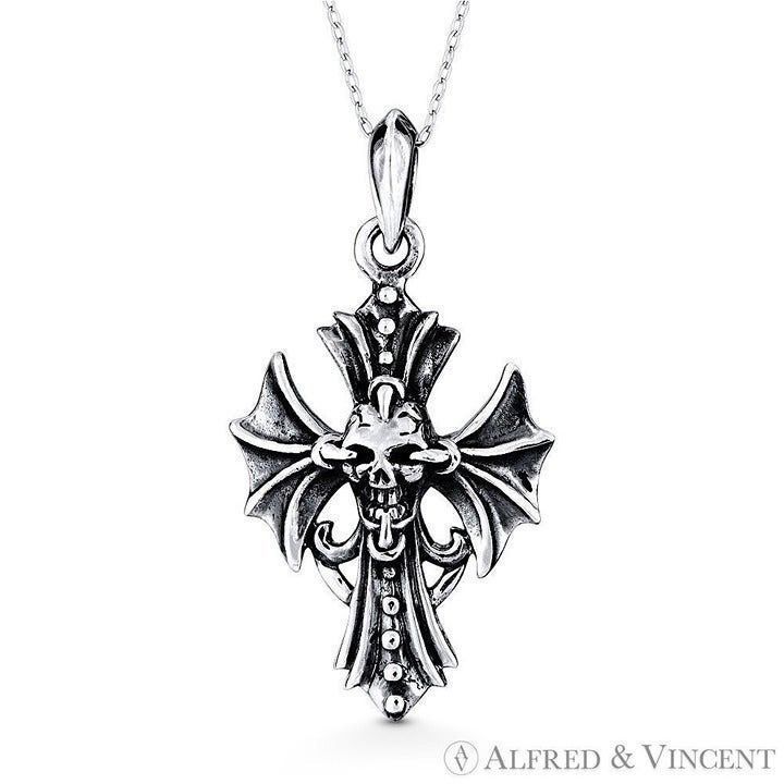 Other Skull & Batwing Cross .925 Sterling Silver Pendant Size ONE SIZE - 1 Preview