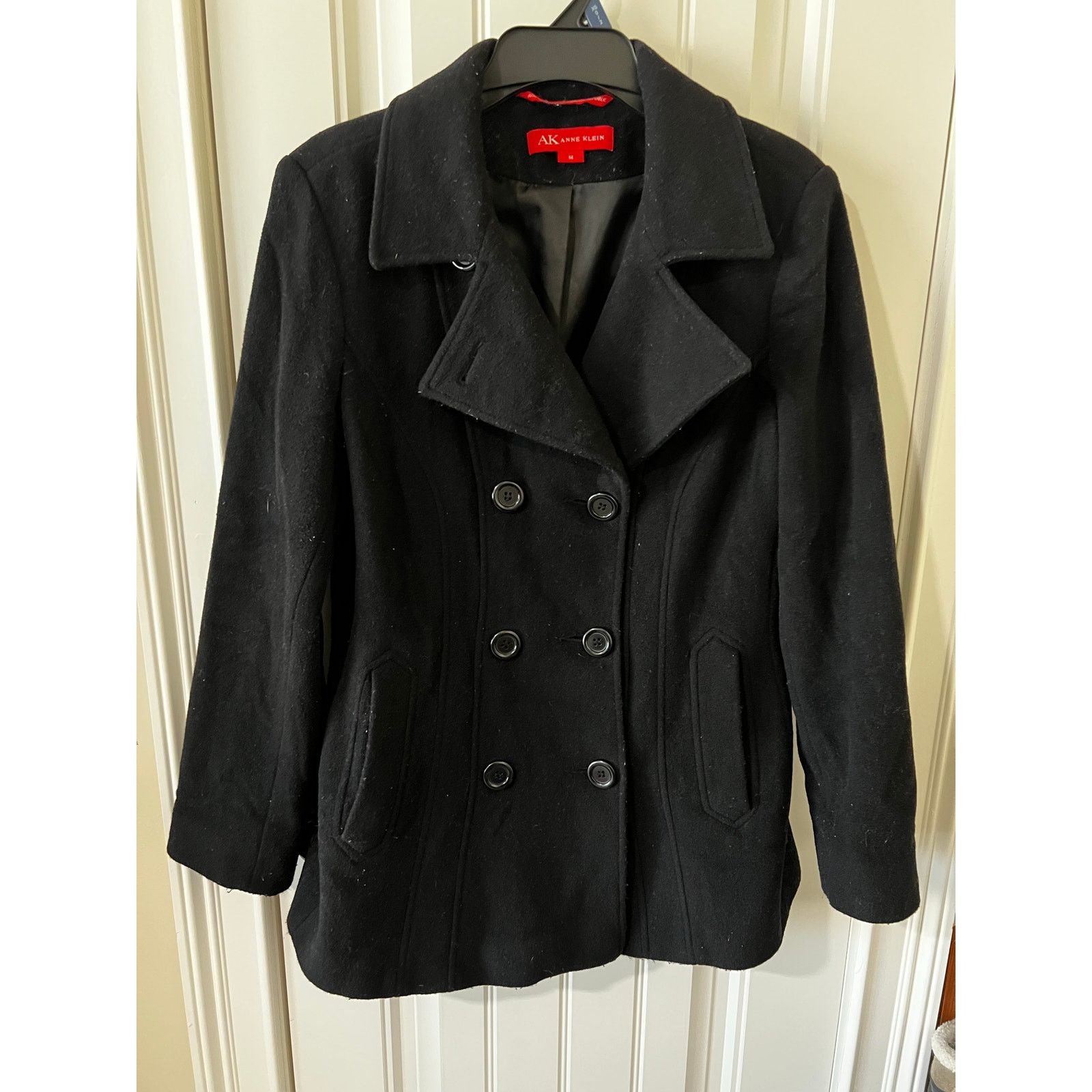 Anne Klein USED Classic Notched lapels Thick Double Breasted Coat Black Size M / US 6-8 / IT 42-44 - 3 Thumbnail