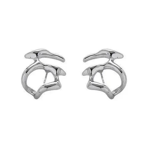 Jewelry Irregular Liquid Metal Hollow Earrings Size ONE SIZE - 3 Thumbnail
