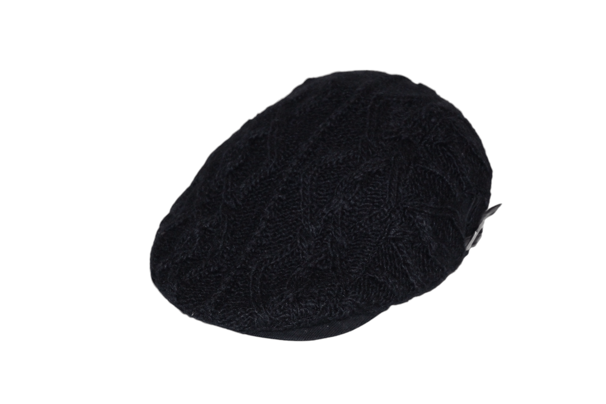 Danier Danier Black Noir Wool Blend Chunky Crochet Knit Flat Cap Size ONE SIZE - 5 Thumbnail