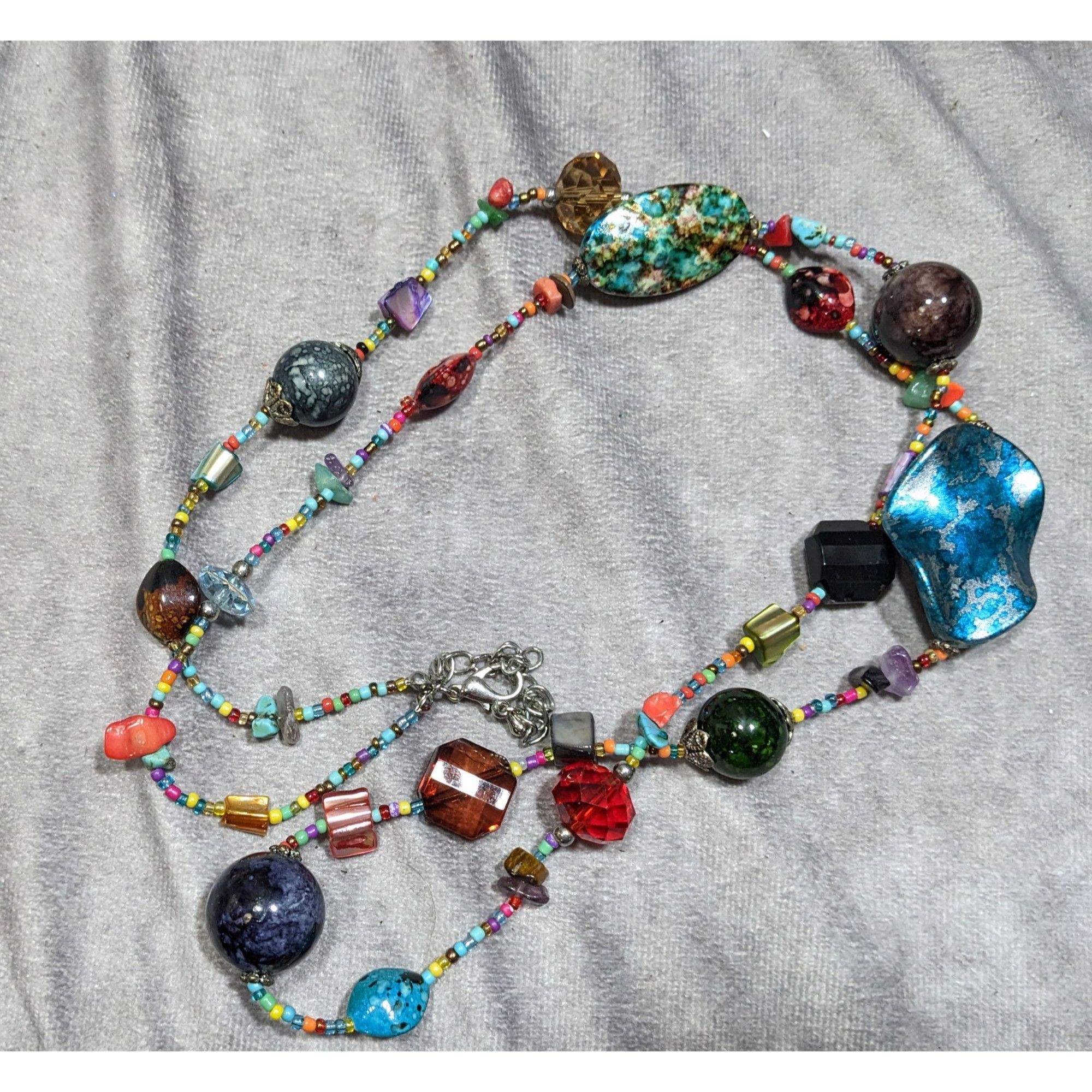 Other Rainbow Aristic Beaded Mixed Material Station Necklace Size ONE SIZE - 4 Thumbnail