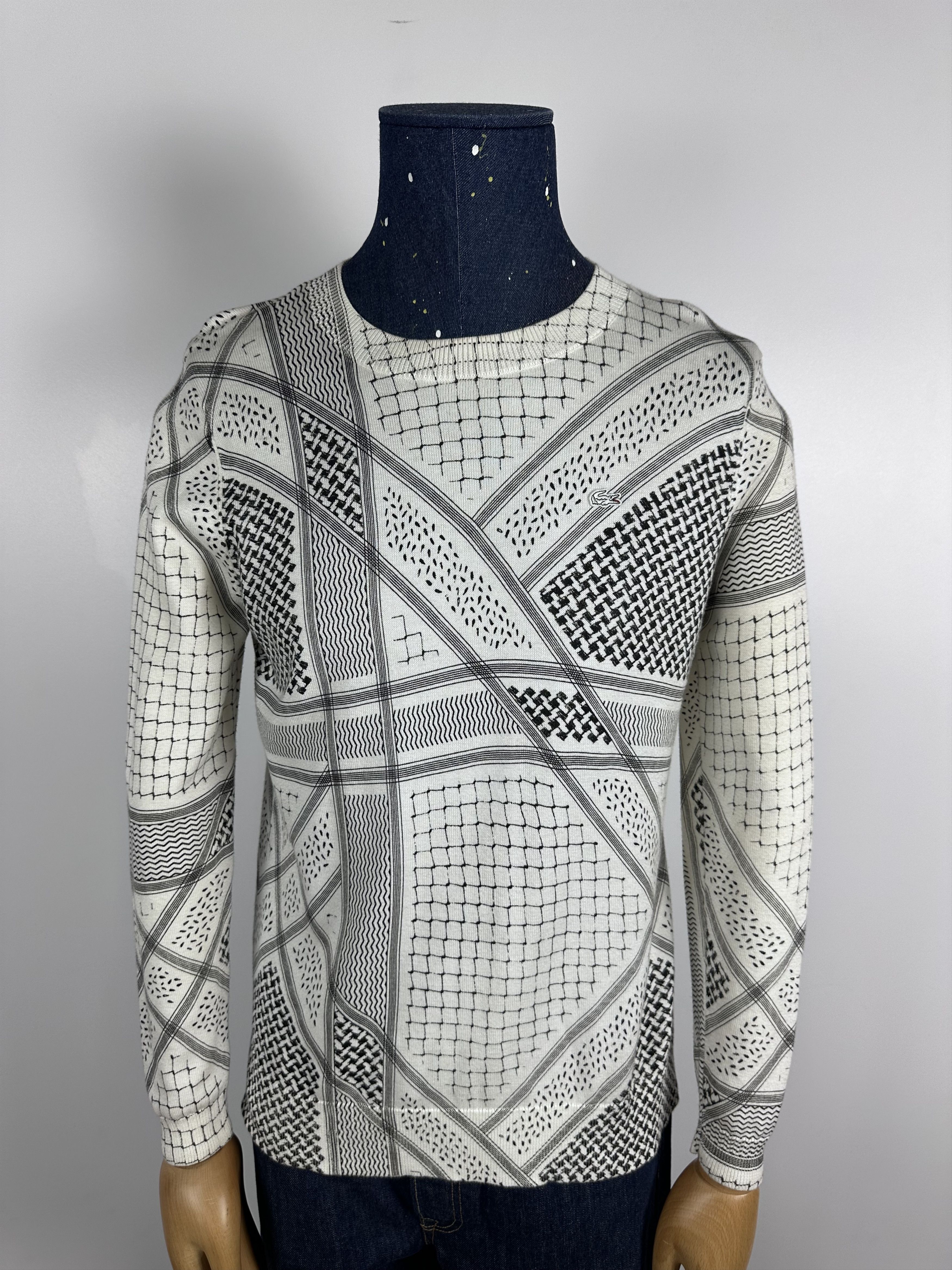 Lacoste Lacoste Live Sweater Pullover White Black Size S Cotton Size US S / EU 44-46 / 1 - 1 Thumbnail