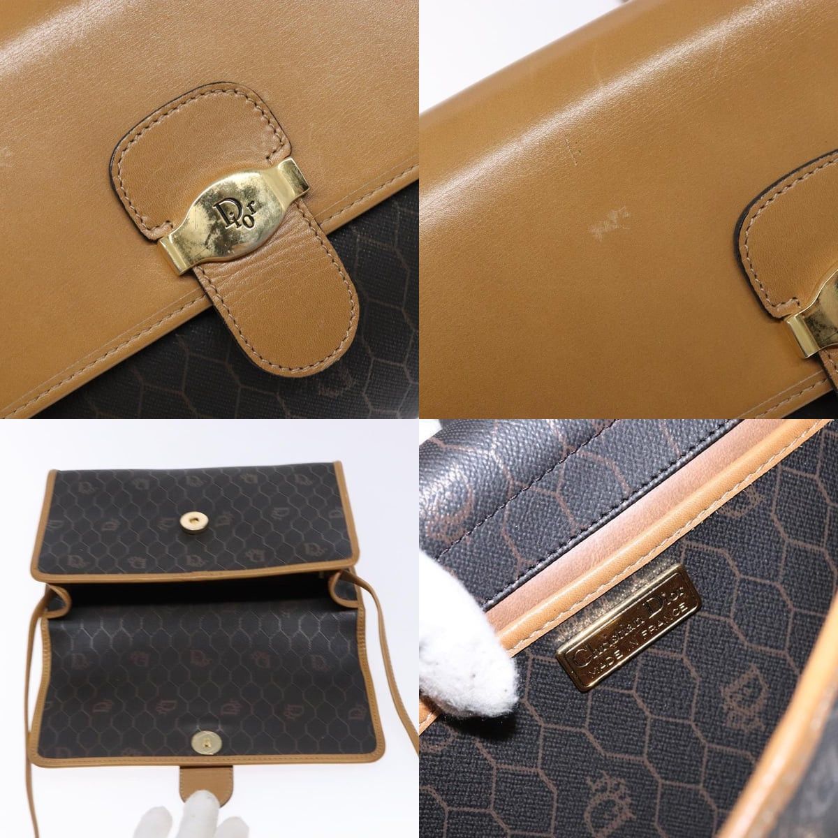 Dior DIOR Honeycomb Canvas Shoulder Bag Pvc Black Gold Size ONE SIZE - 11 Thumbnail