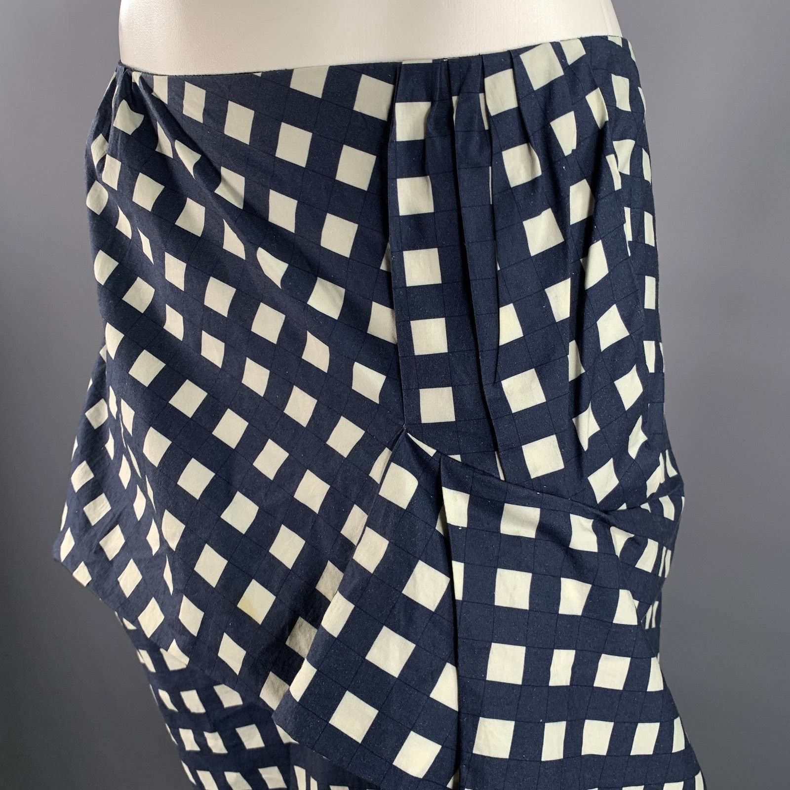 Marc Jacobs MARC JACOBS Size 6 Navy White Cotton Gingham Mid-Calf Skirt Size 28" / US 6 / IT 42 - 3 Thumbnail