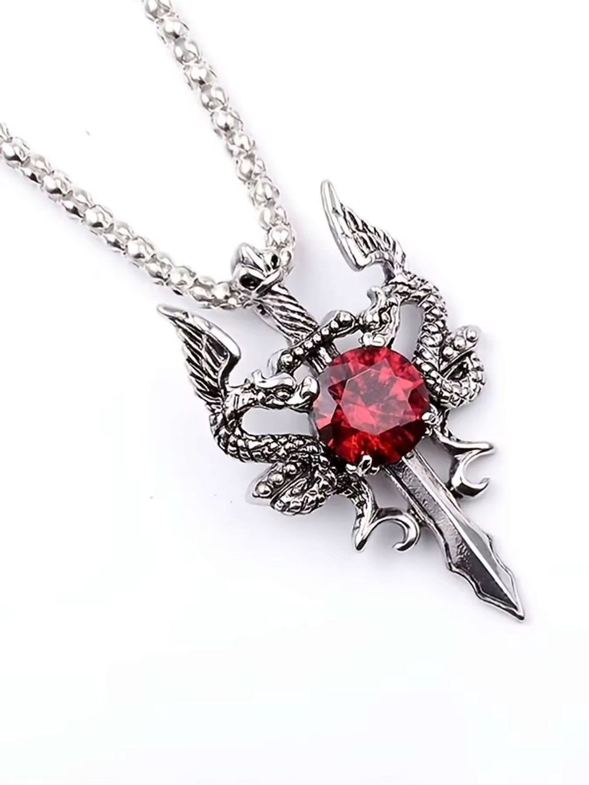 Vintage Dragon Sword Pendant Necklace Chain Size ONE SIZE - 2 Thumbnail