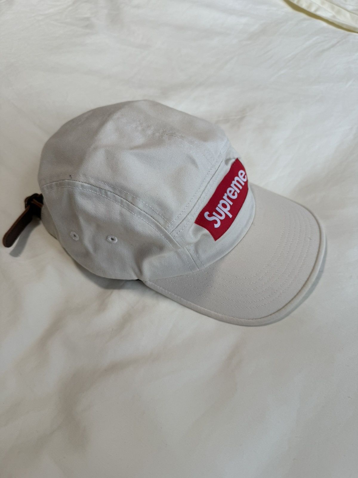 Supreme Supreme Camp Cap White Hat Leather Strap Size ONE SIZE - 2 Thumbnail