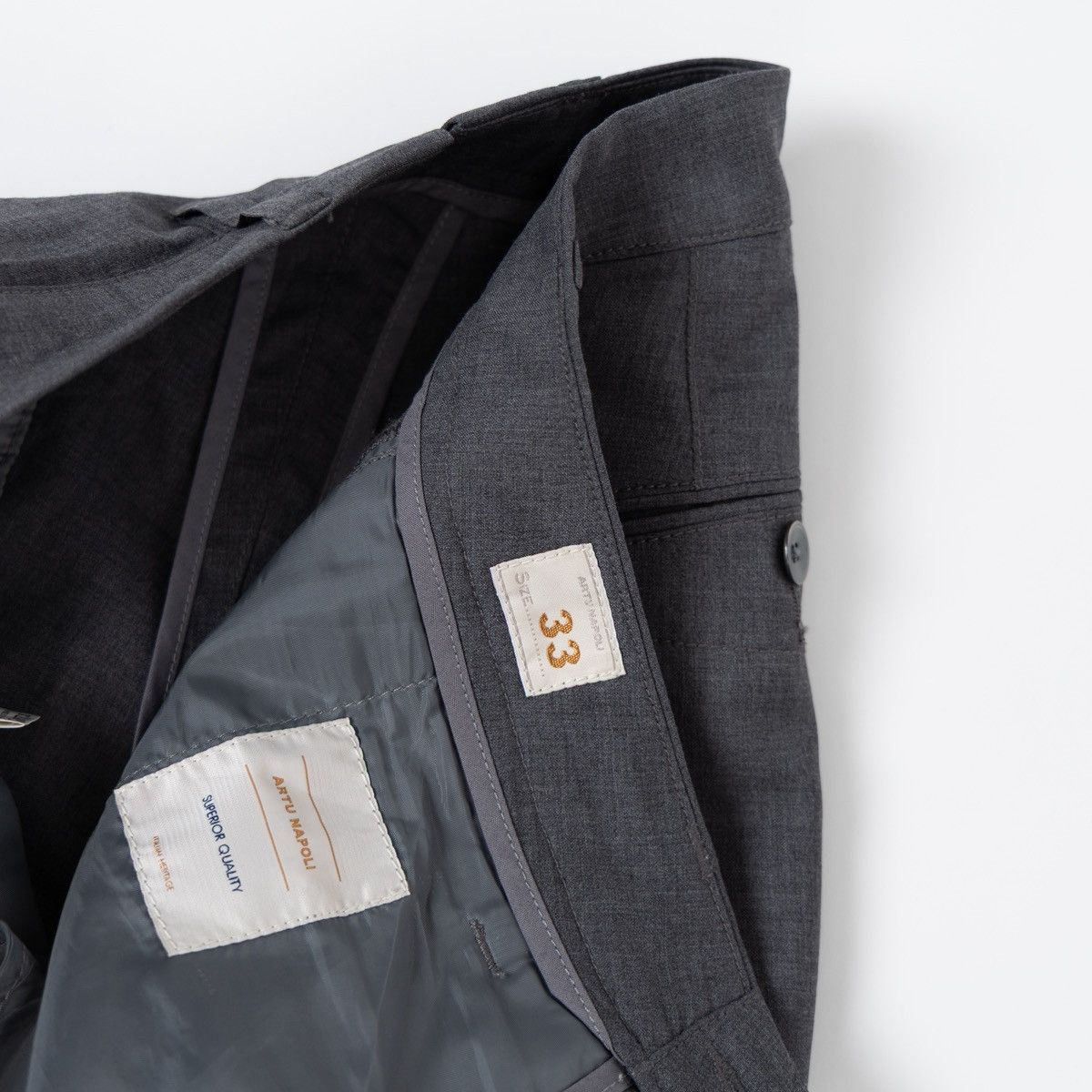 Other Artu Napoli Gray Wool Trousers Slim Fit Chino Classic Pants Size US 33 - 5 Thumbnail