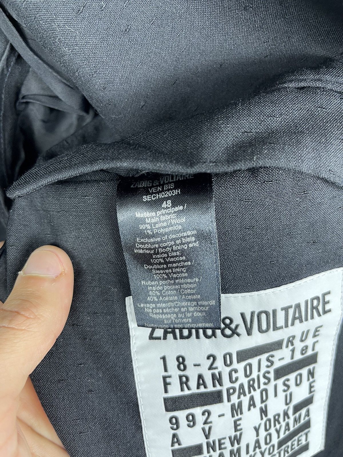 Zadig & Voltaire Zadig & Voltaire Mens Black Blazer Jacket Size 48 (M) Wool Size 48R - 6 Thumbnail