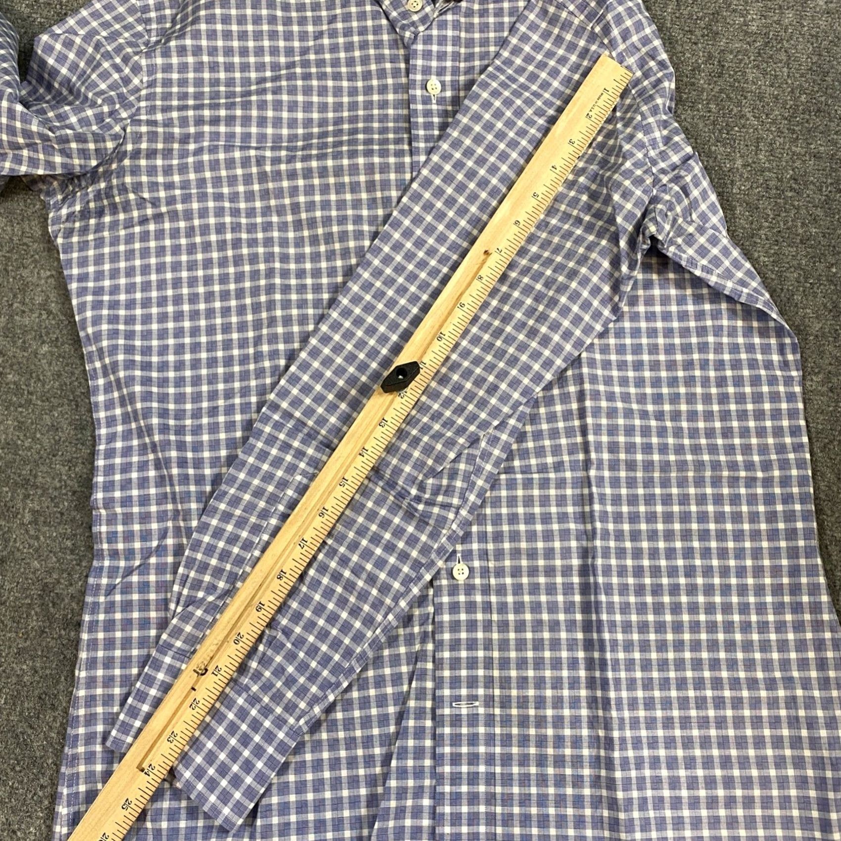 Vintage Ledbury Mens Shirt Slim Fit Gingham Check Spread Collar 16.5 Blue Mens Shirt Size US XL / EU 56 / 4 - 5 Thumbnail
