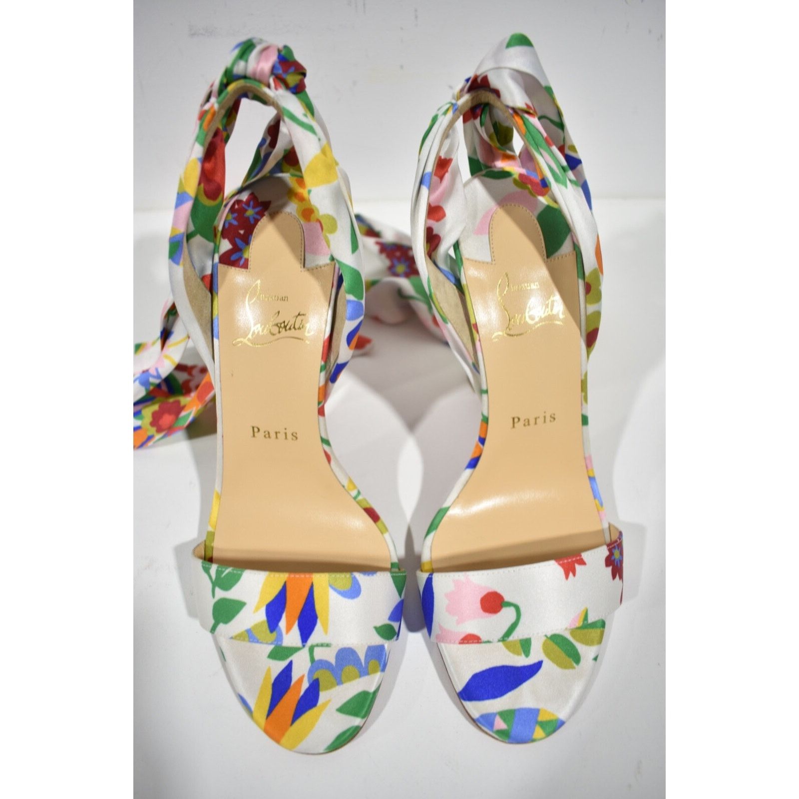 Christian Louboutin Crosse Du Desert 100 Bloomy Lace Up Tie Sandal Heel Pump 38 Size US 8 / IT 38 - 7 Thumbnail