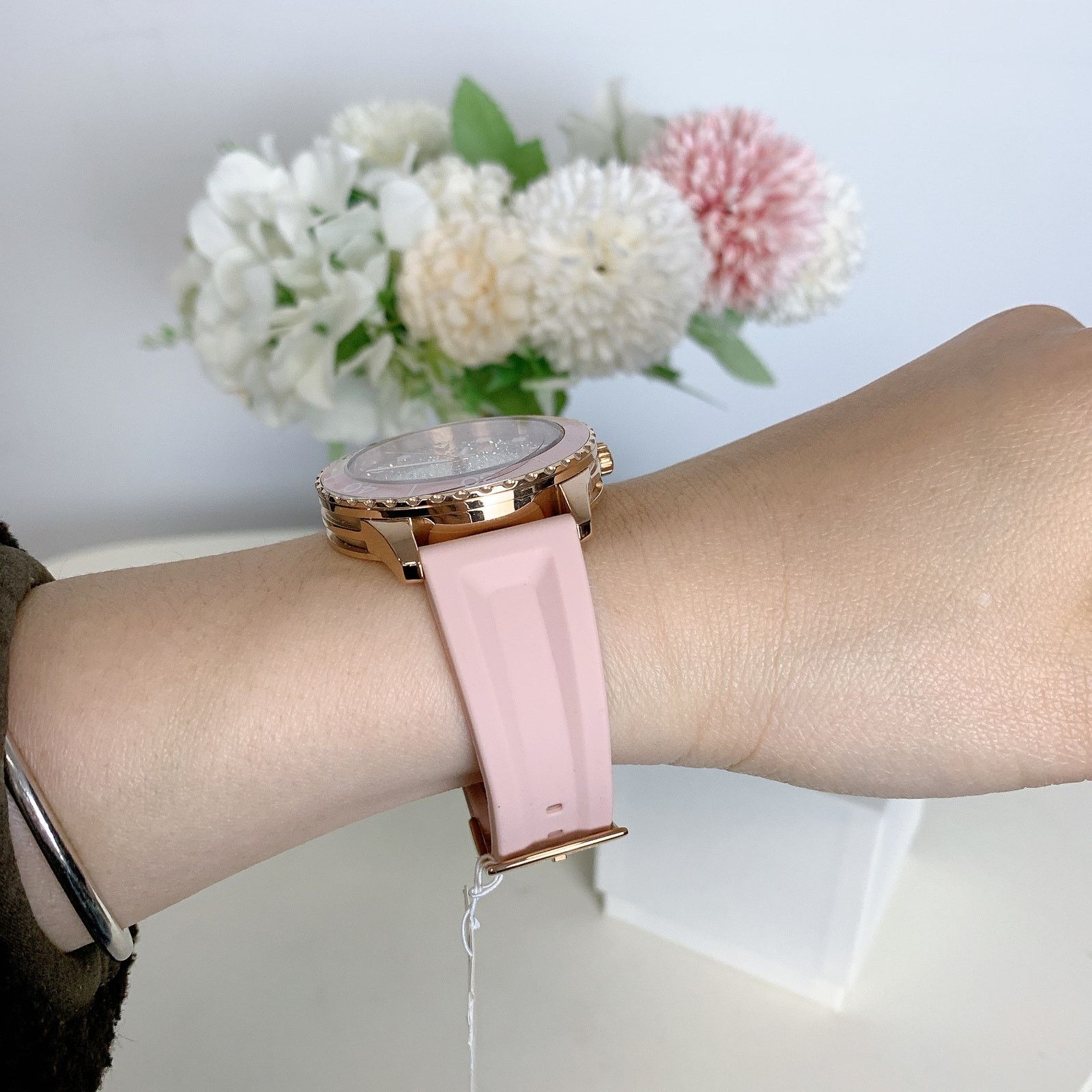 Michael Kors Michael Kors MK6854 Runway Three-Hand Blush Silicone Watch Size ONE SIZE - 2 Thumbnail