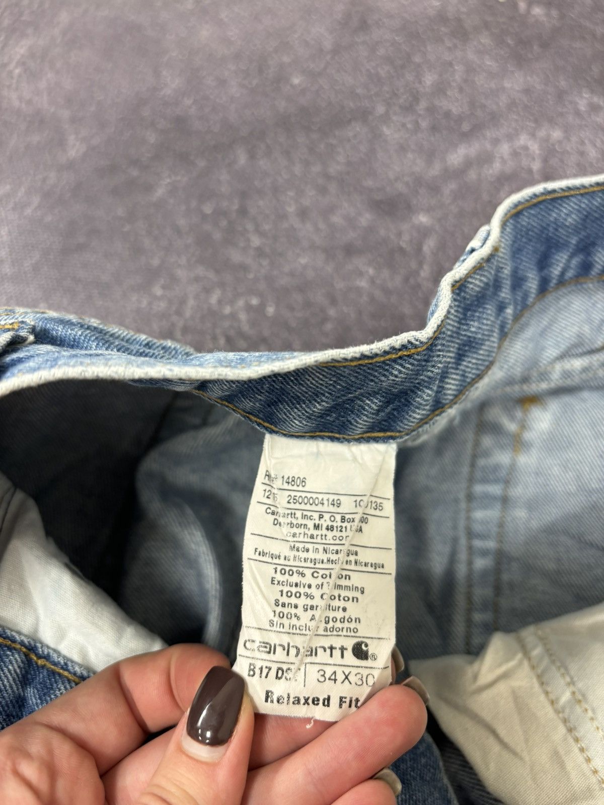 Carhartt Vintage Carhartt Relaxed Fit Faded Blue Work Denim Jeans Size US 34 / EU 50 - 14 Thumbnail