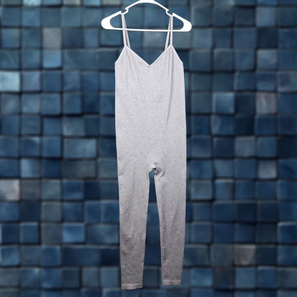 Vintage HATCH Grey Body Maternity Rib Unitard Jumpsuit V-neck Skinny Leg Size M Womens Sleeveless Size 32" / US 10 / IT 46 - 1 Thumbnail