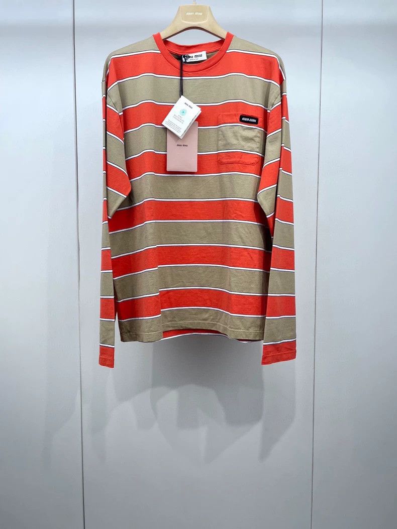 Miu Miu Miu Miu Colorblock Stripe Loose T-shirt Size US M / EU 48-50 / 2 - 1 Thumbnail