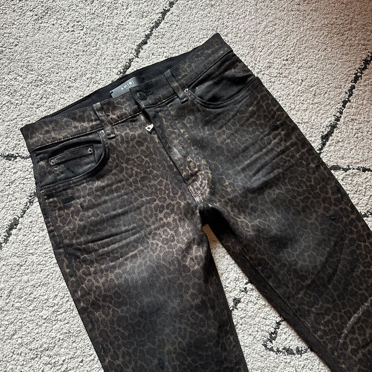 Amiri Amiri 2018 Runway Cheetah Print Coated Denim Size US 31 - 3 Thumbnail