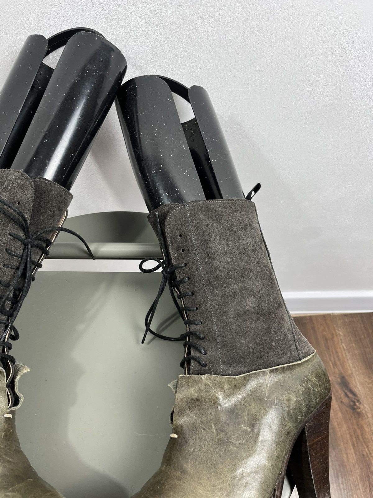 Other Atelier do Sapato Lace Up Suede Leather High Heel Boots 37 Size US 6.5 / IT 36.5 - 3 Thumbnail