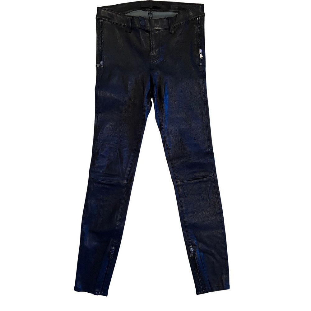 Rag & Bone Rag & Bone Black Leather Skinny Jeans with Zipper Finishes Size 25" / US 0 / IT 36 - 1 Thumbnail