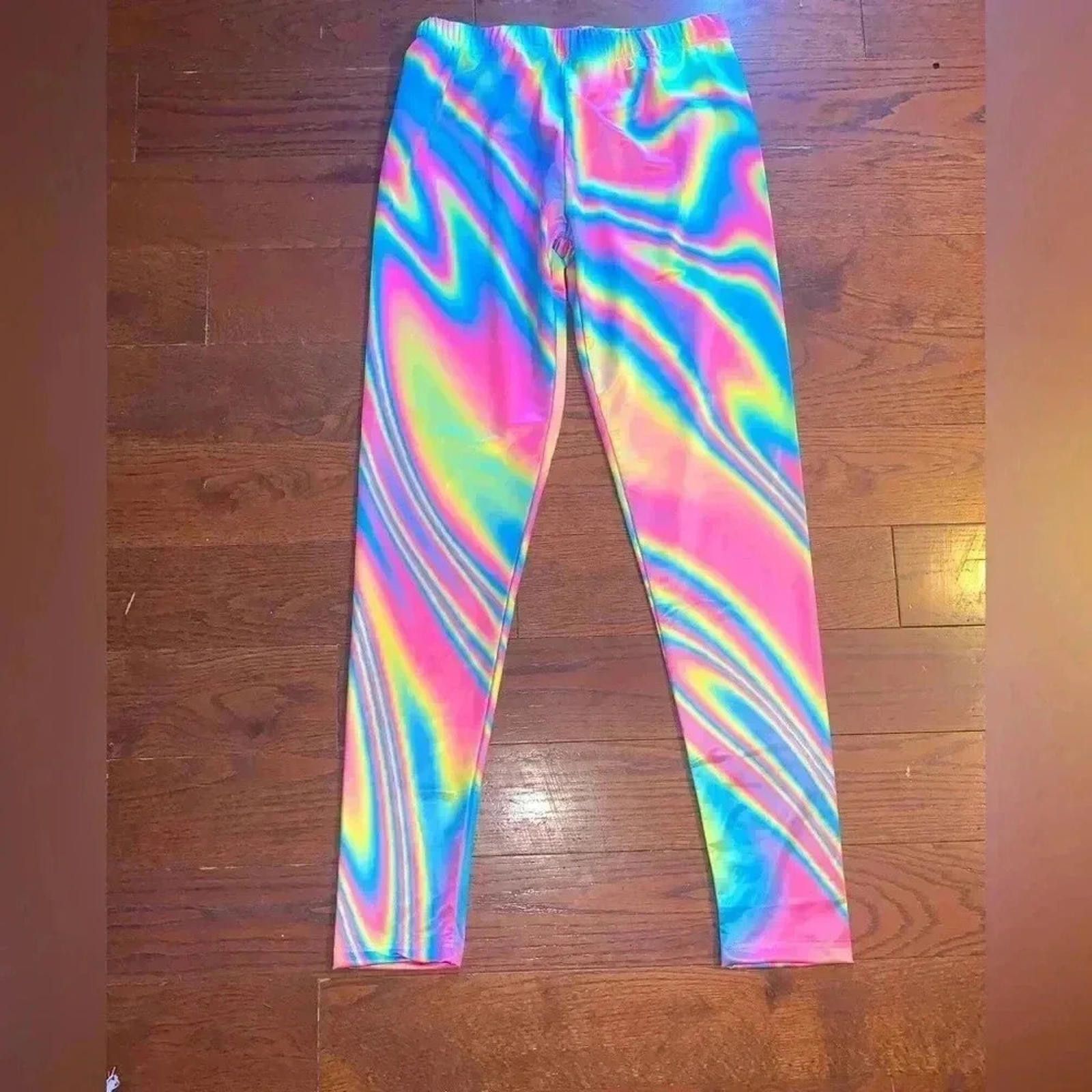 Designer Rainbow leggings swirl Size 36" / US 14 / IT 50 - 1 Thumbnail