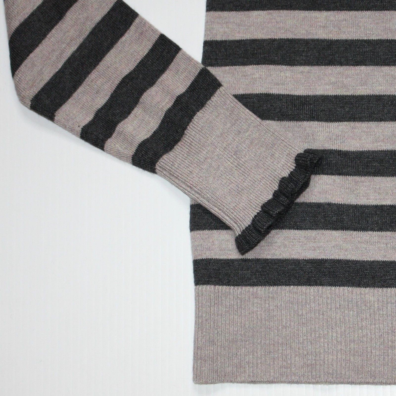 Loft Striped Ruffle Cuff Mock Neck Sweater in size Small MSRP $55 Size S / US 4 / IT 40 - 4 Thumbnail
