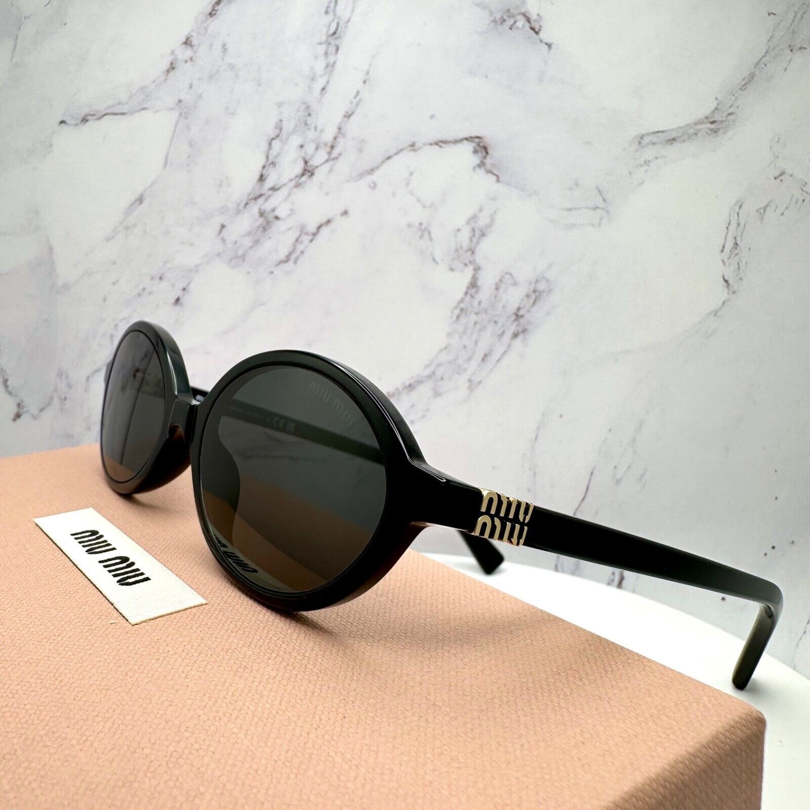 Miu Miu MIU MIU Sunglasses New Black Slim Gold Metal Logo Authentic Size ONE SIZE - 15 Thumbnail