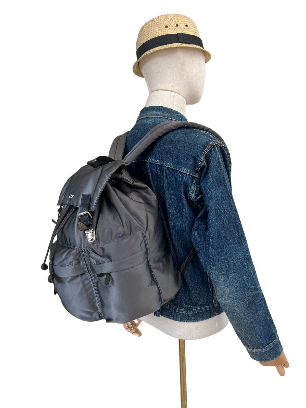 Vintage A.I.P Japan Grey Tactical Nylon Tanker Backpack Size ONE SIZE - 5 Thumbnail
