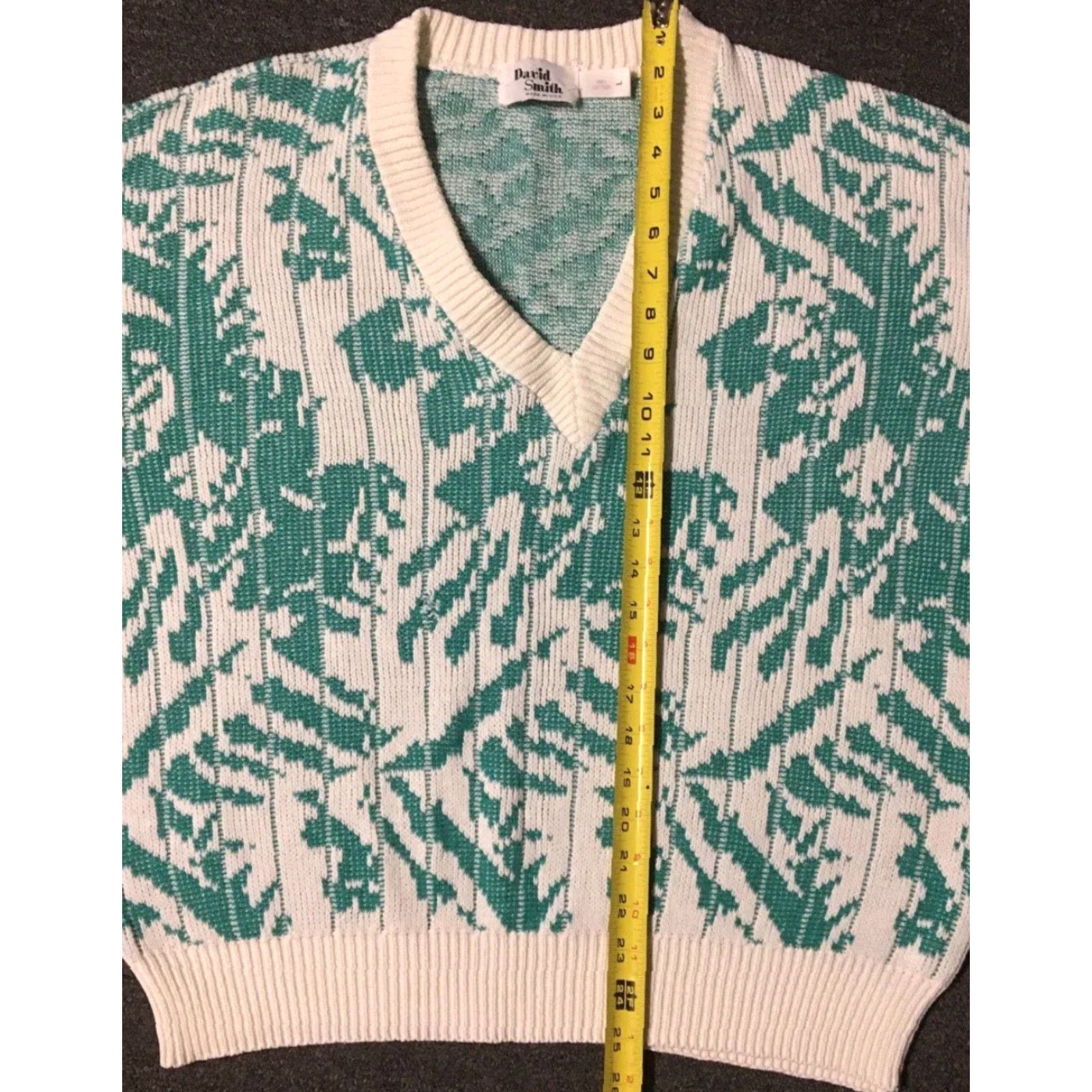 Vintage VINTAGE 90s Abstract Knit Sweater Women L Green USA Flower Art 80s 90s Heart Pullover Size L / US 10 / IT 46 - 7 Thumbnail